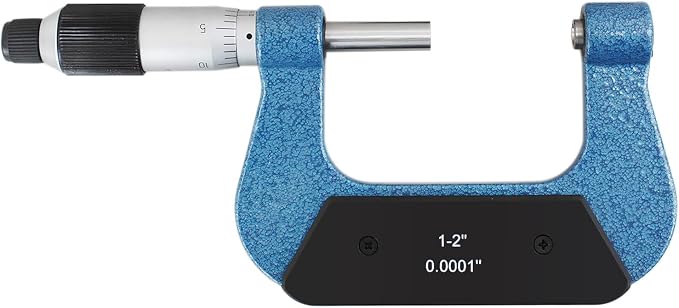 Accusize Industrial Tools 1-2'' X 0.0001'' Screw Thread Micrometer with 5 Anvil in Fitted Box, S916-C751 | 5 Anvil Sets: 44-28, 24-14, 13-9, 8-5, 4.5-3.5 TPI, 0.0001" Resolution, ±0.00016" Accuracy