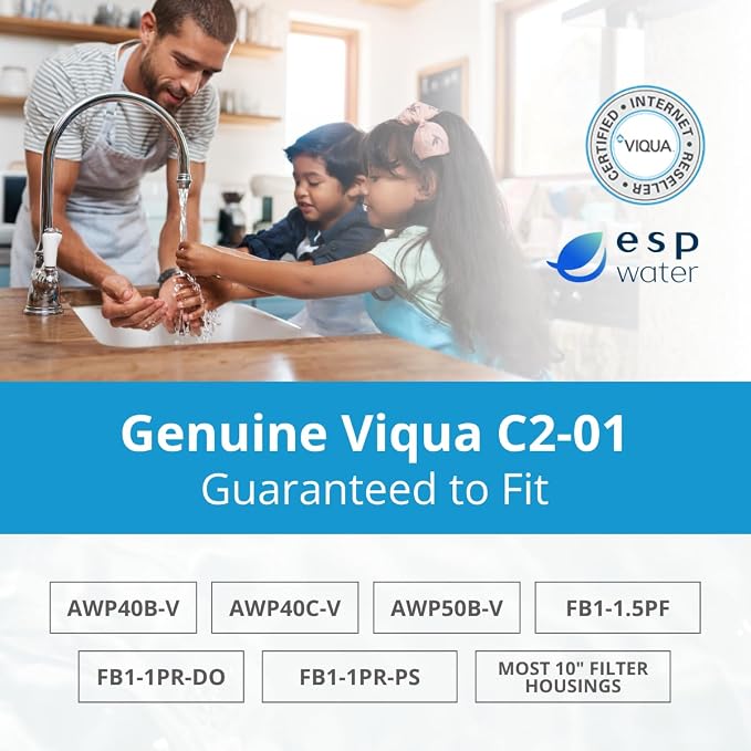 Viqua C2-01 Carbon Block Water Filter Cartridge – 10" x 4.5", 10 Micron, High Flow 6.5 GPM – Reduces Chlorine, Taste & Odor – Fits Standard 10-Inch Housings – NSF Certified