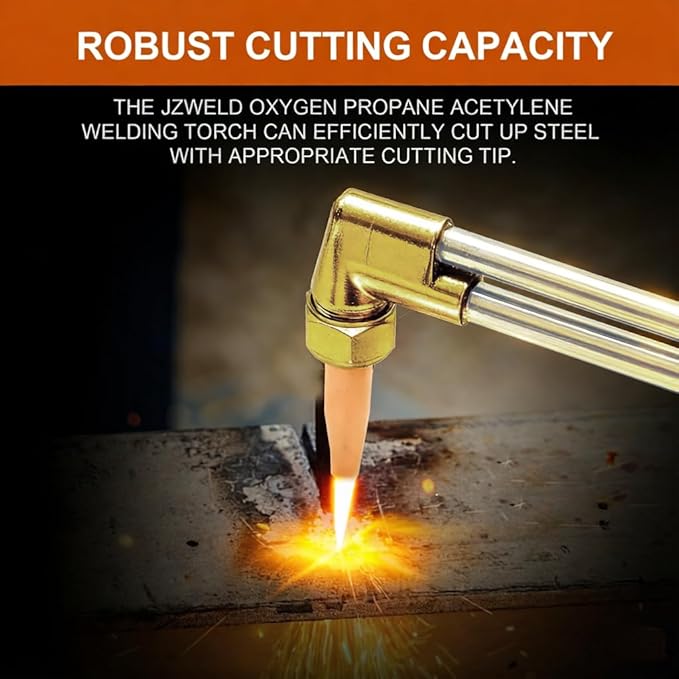 300 Series Cutting Torch, Cutting Attachment CA2460 315FC Torch Handle, Oxygen Acetylene Welding Cutting Torch with 1-101 Cutting Tip, Flint Striker V-style Cutting Outfit