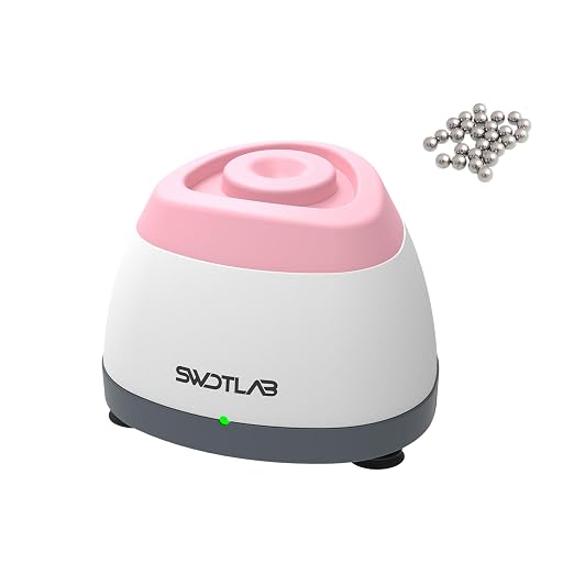 Mini Vortex Mixer 3500RPM, Portable Touch Nail Polish Shaker Glue Shaker, Lab Paint Shaker for Tattoo Ink Acrylic Paint Test Tubes, DC Brushless Motor, 3s Mix, Silicone Cap, 100 Mixing Balls, Pink