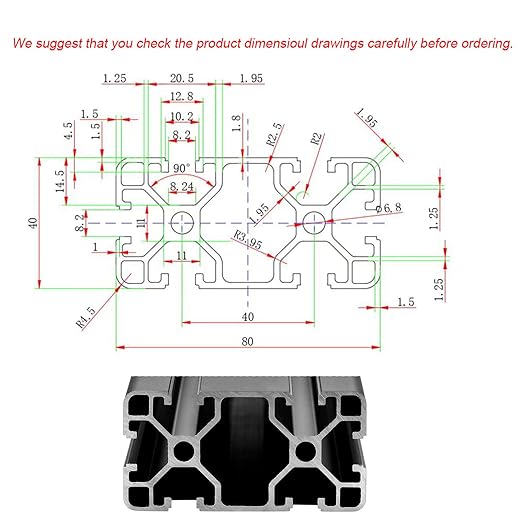 IXGNIJ 4080 T Slot Aluminum Extrusion for 3D Printer Parts and CNC DIY Black 400mmX2