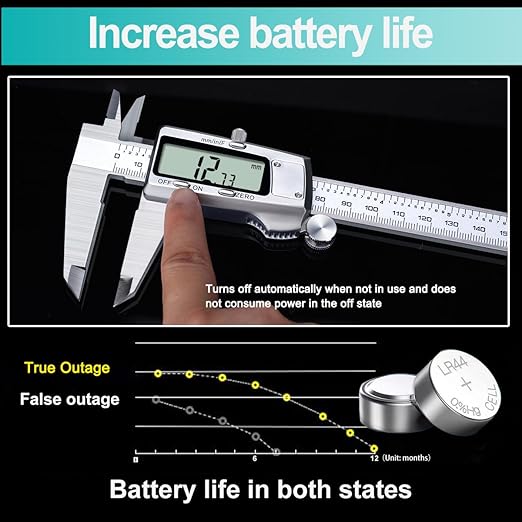 Kynup Digital Caliper 0-8 inch, Caliper Measuring Tool with Large LCD Screen, Stainless Steel, Full Turn Off,Switch from Inch Metric Fraction, Micrometer Caliper Digital for Household, DIY