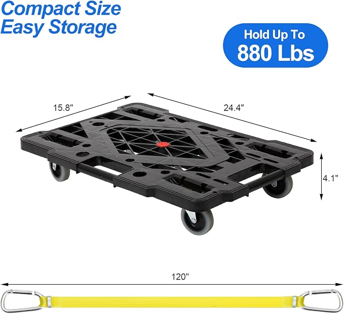 Furniture Movers Dolly Furniture Movers with Wheels, Portable Moving Rollers Leg Dollies for Heavy Furniture, 4 Wheels Small Flat Dolly, 1760 Lbs Capacity