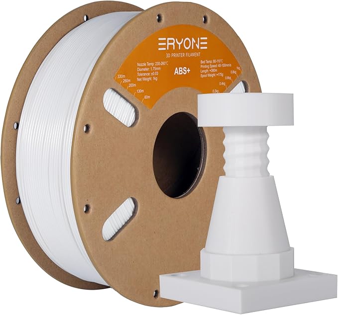 ERYONE ABS Filament, ABS+ 3D Printer Filament 1.75mm +/- 0.03mm, Heat Resistant, High Toughness & Impact Resistance, 1kg (2.2LBS)/Spool, ABS Plus White