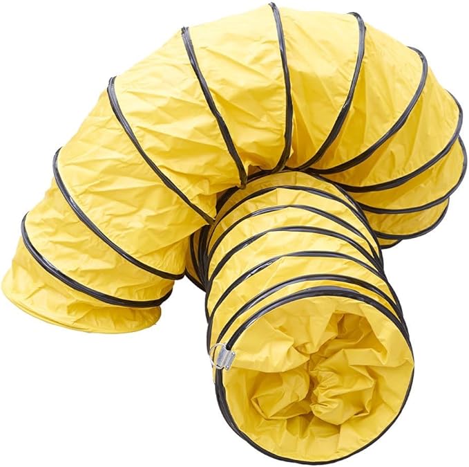 8Inch 32FT PVC Flexible Duct Hose, HVAC Duct Hosing with D-Ring & Ajustable Rope for Utility Blower Fan, Ventilation, Exhaust, Drying, and Cooling Applications (8IN-32FT)