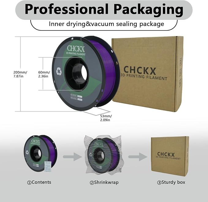 PETG 3D Printer Filament, Dimensional Accuracy +/- 0.03 mm, 1kg Spool(2.2lbs), 1.75 mm Fit for Most 3D Printers, Purple