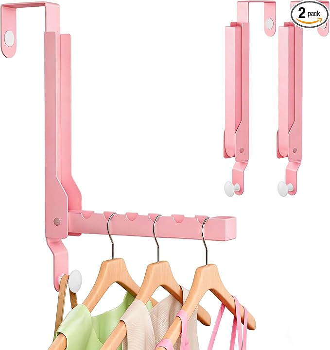 2 Pack Over The Door Drying Rack for Laundry, Over The Door Hanger Foldable, Heavy Duty Over The Door Hooks Hanger,Over Door Hook for Hanging Clothes,Rust-Resistant Over The Door Clothes Hanger