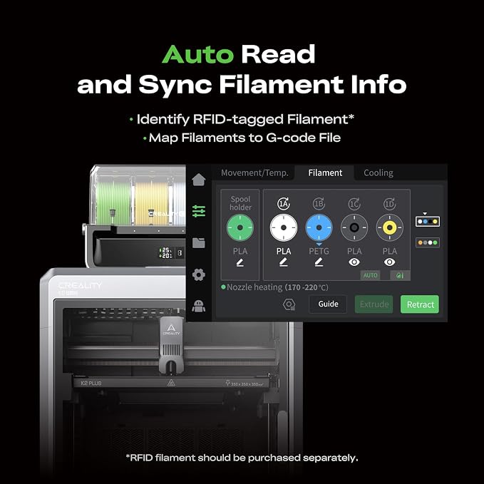 Creality CFS Multi Color Auto Filament System Anti-Moisture Filament Storage Auto-Switch & Run-Out Alerts 4-Channel Parallel Printing 16 Colors 3D Printing for K2 Plus, Hi 3D Printer