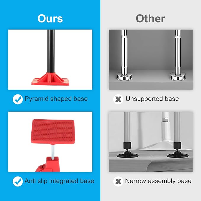 Cabinet Jack Support Pole, 4-Pack 45-114 Inch Adjustable Heights Support Pole with 154 lbs Capacity for Cabinet Jack, Cabinet Jacks for Drywall Jack Installing Cabinets Third Hand Support System