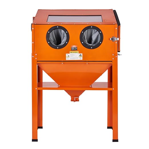 60 Gallon Sandblasting Cabinet, 40-120PSI Sand Blasting Cabinet with Stand, Heavy Duty Steel Sand Blaster with Blasting Gun & 4 Ceramic Nozzles for Paint, Stain, Rust Removal