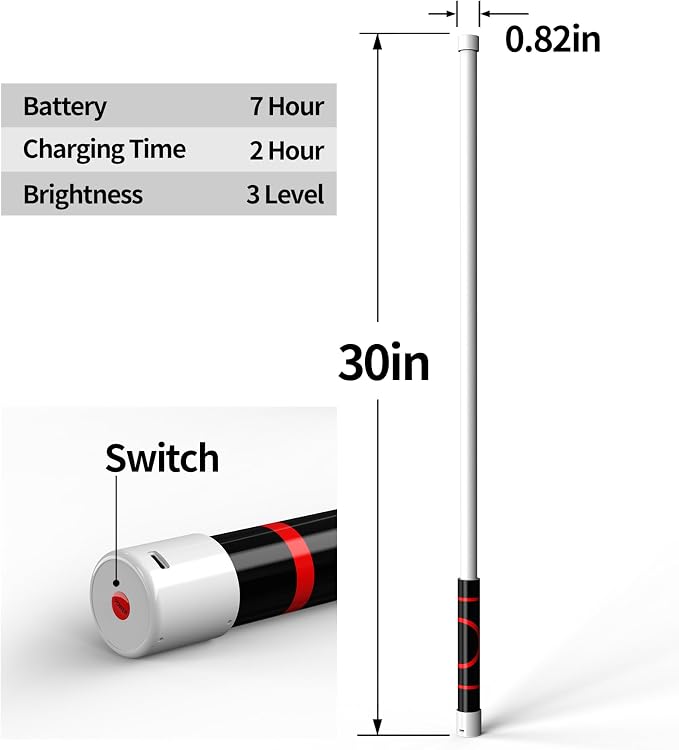 THOUSAND SUNNY Flexible LED Light Stick 30", Rechargeable Bendable Work Light with 3 Modes High Lumen for Mechanic Car Repairs Under Hood Garage Inspection