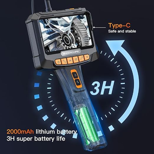 Borescope with Dual Cameras Rotating 360°, 5.0 MP Pixel HD Camera, 5 Inch IPS Screen, 16.5 ft Snake Pipe Inspection Endoscope for Automotive and Aircraft Mechanical Video Inspection Scope