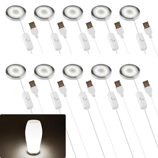 10 Set 3D Printer LED Lamp Kit 001, Compatible with Bambu lab H2D/A1/A1mini/P1S/P1P/X1C Makerworld Maker's Supply Hardware kit 5V USB Powered, 6000K Cool White Light