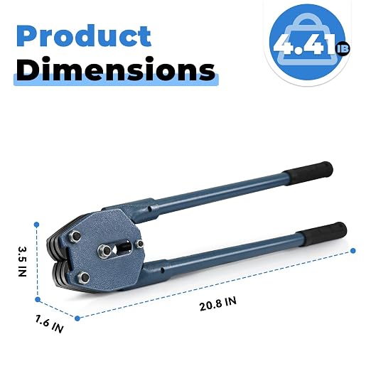 Strapping Sealer/Crimper for 1/2"-3/4" Polypropylene (PP) Polyester Strapping Band Manual Banding Tool with 20.5" Extended Handle (Blue)