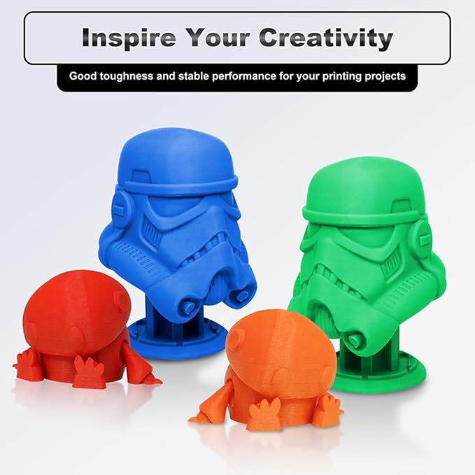 YOUSU PLA Plus Filament 1.75mm Bundle 4x250g, 4 Pack 1 KG PLA+ Sample 3D Printer Filament, 3D Printing Multi Pack Filament Dimensional Accuracy +/- 0.02mm(2.2lbs),Red/Orange/Blue/Green