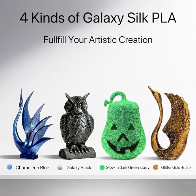 3D Printer Filament Galaxy PLA Filament 1.75mm, 3D Printing Filament Bundle, Multi Color PLA Filament Glitter 250g X 4 Color Pack