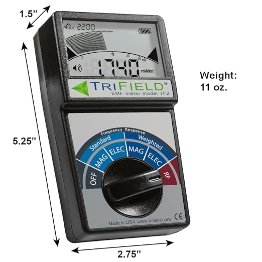 TF2 EMF Pollution Meter – 3-in-1 Magnetic, Electric & RF Field Detection | Made in USA by AlphaLab, Inc. • Unlimited U.S.-based support for all your EMF questions and concerns