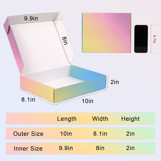 10x8x2 Shipping Boxes Medium, 40 Pack Colorful Corrugated Cardboard Mailer Boxes for Small Business, Mailing, Packaging