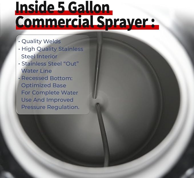 5 Gallon Stainless Steel Sprayer - Industrial-Grade Solution, Tint, PPF Installation Pressurized Tank Cylinder (5 Gallon Dual Output)