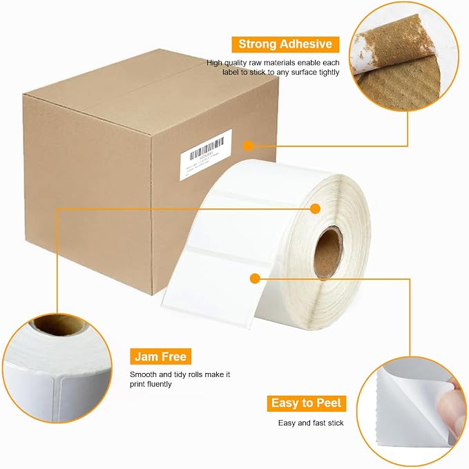 【15600 Labels/12 Rolls】 3-Proof 1" Core Labelebal 2" x 1" Direct Thermal Label (51mm x 25mm) Multipurpose Shipping Address Barcodes Labels Compatible for Zebra & Rollo Desktop Label Printer