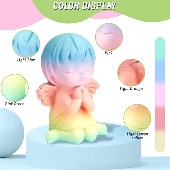 ERYONE PLA Filament 3D Printer Filament Multicolor 1.75mm +/- 0.03mm, PLA Filament 250g Spool, Matte Rainbow Macaron