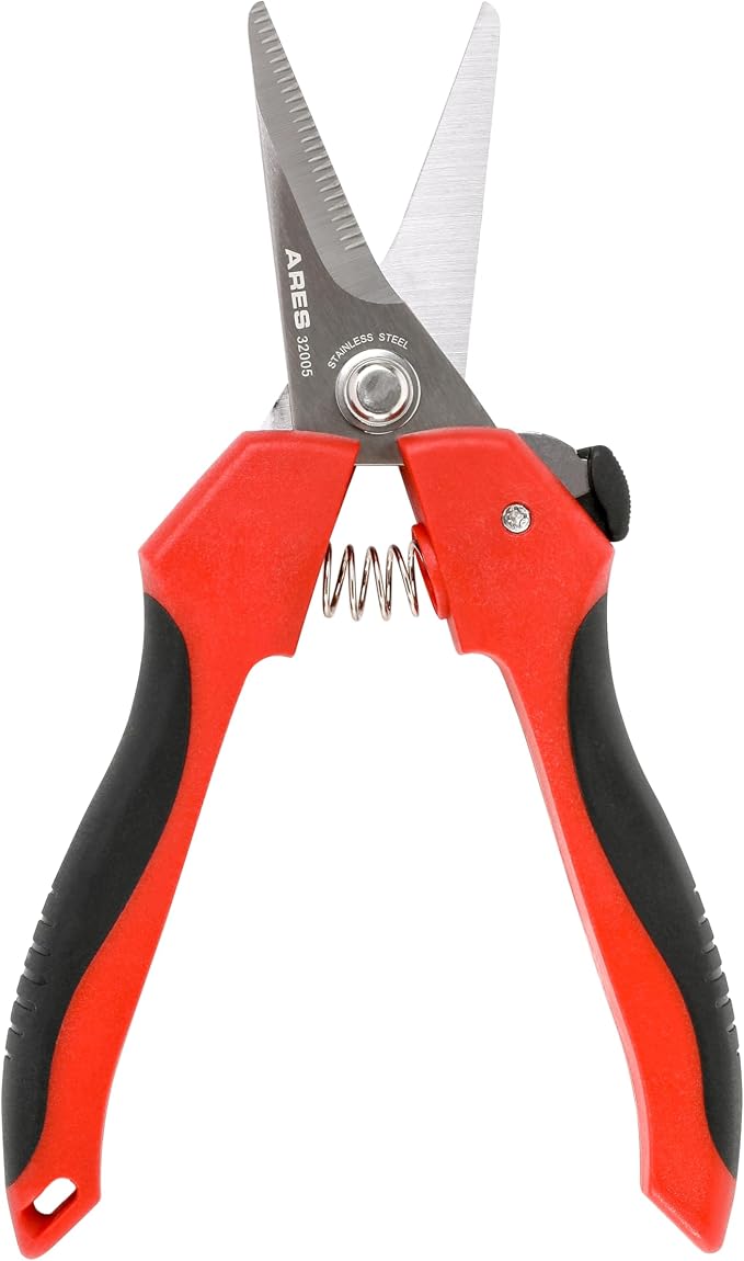 ARES 32005-7 1/2-Inch Multi-Purpose Shears - Finely Serrated High Carbon Stainless Steel Blades - Cuts Wire, Insulation, Soft Cable and More