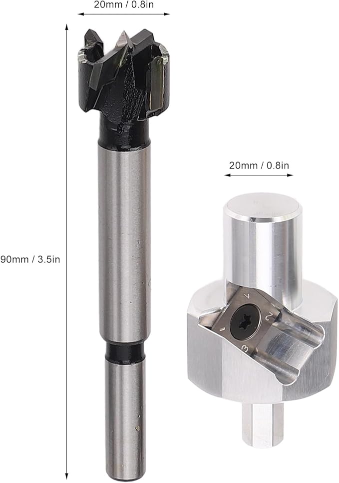 20mm Drill Locator for Woodworking, Bench Dog Hole Chamfer Reamer Tool, Aluminum Alloy Vertical Hole Locator Jig for Electric Drills, 20mm Short Drill Bit