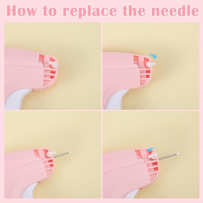 Honoson 3 Pieces Clothes Tagging Applicator Garment Tag Attacher Label Tagging Machine with 15 Pieces Steel Needles for Boutique Store Consignment Garage Yard Sale (Pink-White)
