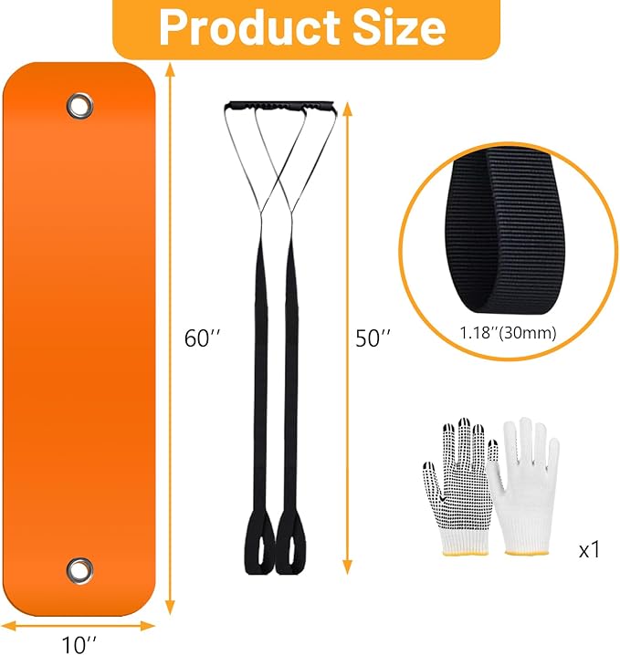 2Pcs Large Appliance Slider with Pull Strap,Pull Furniture Slides,Moving Furniture Gliders Heavy Duty Sliding Sheet for Moving Heavy Furniture,Cabinets,Safes on Carpet and Hardwood Floor (10''×60'')