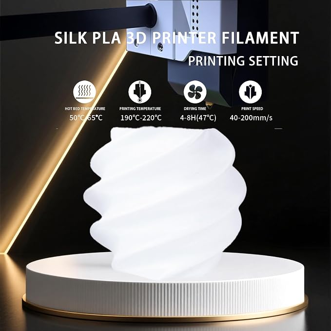 Silk PLA White Floating Gloss 3D Printing Filament Pearlescent White Aurora Premium Texture 3D Printing Filament for FDM Printers