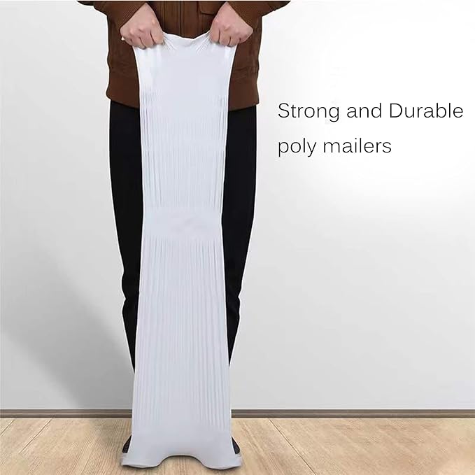 Unique Poly Mailers 8x30 Inch 50 Pack Envelopes Bag for Long Items,White Self Sealing Waterproof Mailing Shipping Bags