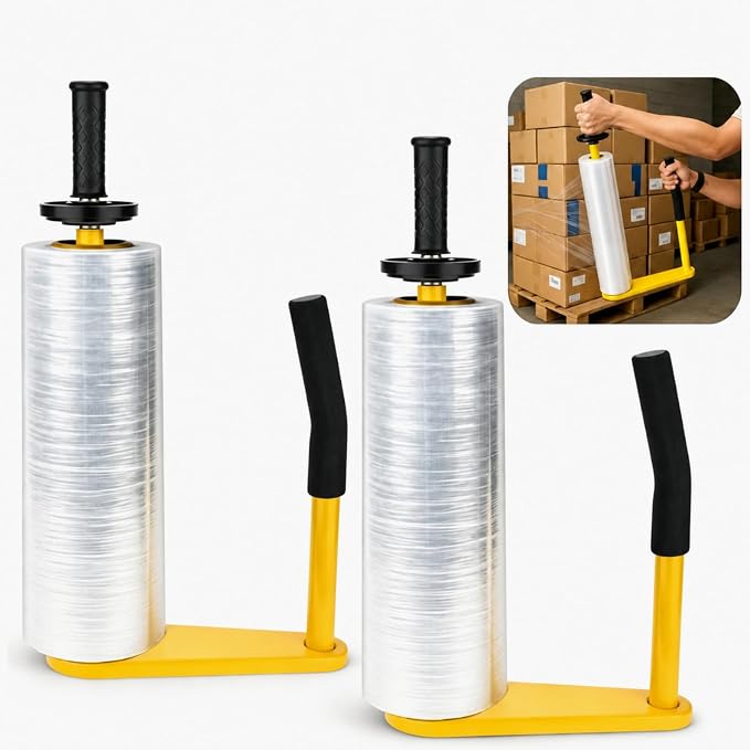 Stretch Film Dispenser Heavy Duty Industrial Stretch Wrap Handle Adjustable 14-20 Inch Pallet Wrap Dispenser Compatible with 2" & 3" Core Rolls Warehouse Packaging Tool for Shipping Moving(2 Pack)