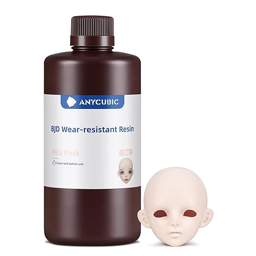 ANYCUBIC BJD Wear-Resistant 3D Printer Resin, Anti-Impact Flexible Joint 3D Resin for Ball-Jointed Dolls, Ideal Skin Tone for Action Figures & Dolls, Mia Pink, 1kg