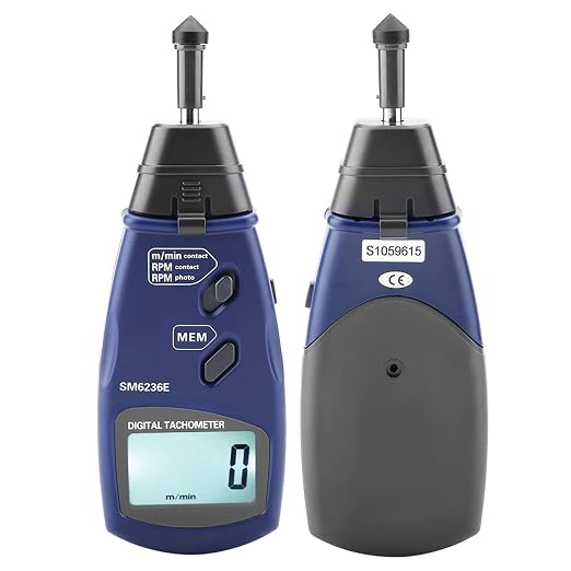 Digital Tachometer DT6236E RPM Meter with Large Display, RPM Meter for Small Engines, 2.5 to 99999 RPM Chainsaw RPM Tachometer 5 Digits Tach LCD Rotation Gauge Meter 96 Data Logging