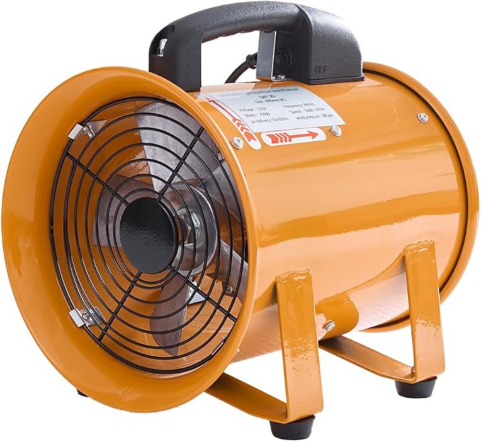 8-Inch Industrial Portable Air Blower Ventilator, 3300 CFM Heavy-Duty Tube Exhaust Fan, 250W High-Velocity Low-Noise Air Mover for Extraction, Ventilation (8 Inch Blower Fan)