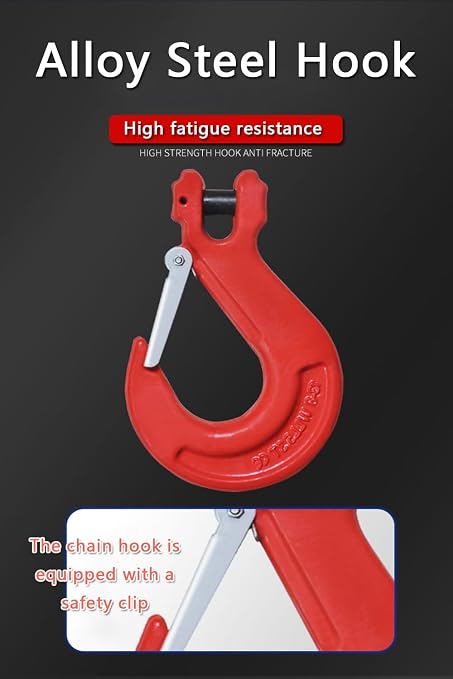 Chain Sling 1/4Inch X 5 Ft 6620lb 4Leg with Sling Hooks and Adjusters Grade 80Alloy Steel Engine Chain Hoist Lifts【4Leg 3Ton】