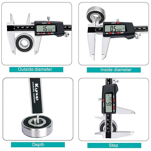 Kynup Digital Caliper, 8 Inch Micrometer Caliper Tool, Vernier Caliper Gages with Stainless Steel Body, Large LCD Screen, Auto - Off Feature, Inch Metric Fraction Conversion (200mm)