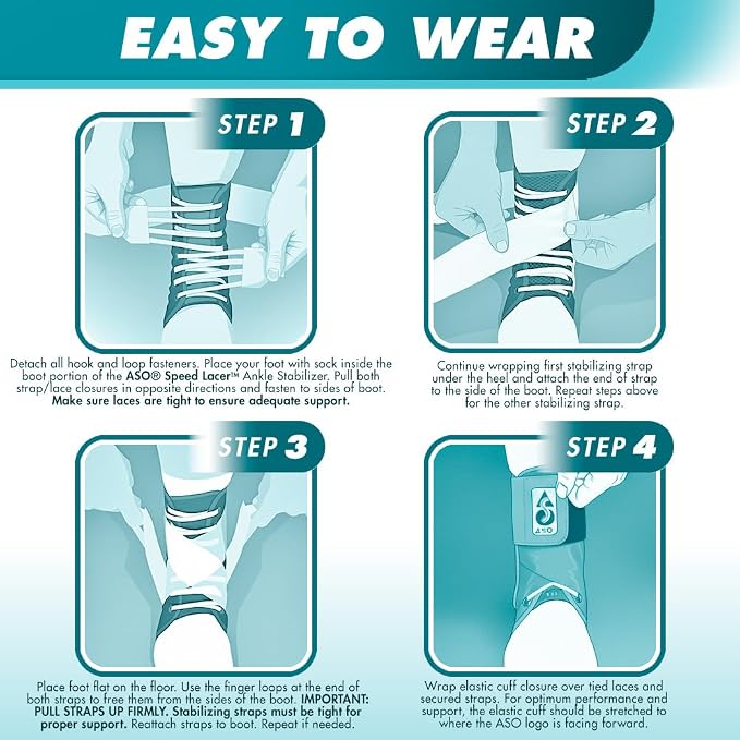 Med Spec ASO Speed Lacer – Ankle Brace for Sprained Ankle and Peroneal Tendonitis, Orthopedic Ankle Support for Men, Women, Adults, Teens and Kids, Sports Injury Recovery