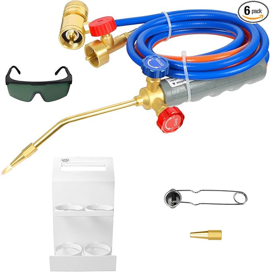 Brazing Torch Kit for MAPP Gas & Propane, Brass & Stainless Steel Cutting Torch Kit with Metal Case, Welding Torch Set for Soldering, Jewelry, HVAC, Glass Blowing