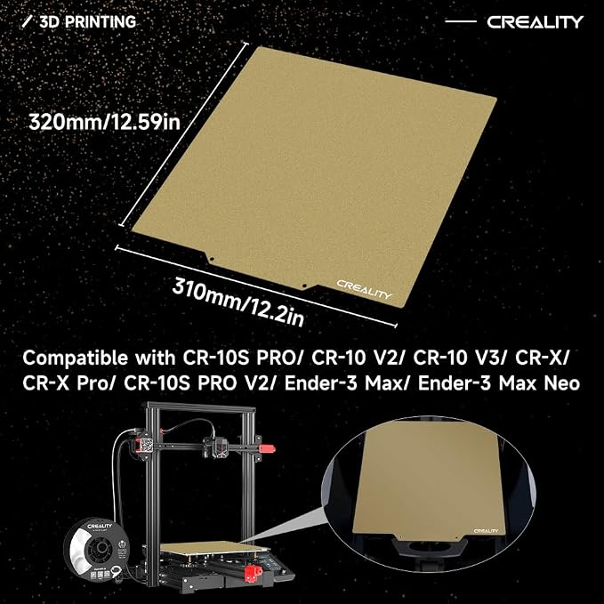 Creality Ender 3 Max Neo Bed Upgrade, PEI Sheet 310 x 320mm Removable Magnetic Flexible Texture Surface Heated Bed Plate Build Surface for CR-10S PRO/CR-10 V2/ CR-10 V3/ CR-X/CR-X Pro/Ender-3 Max