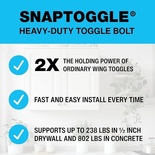 TOGGLER SNAPTOGGLE BB Toggle Anchor, Zinc-Plated Steel Channel, Made in US, 3/8" to 3-5/8" Grip Range, for 1/4"-20 UNC Fastener Size (Pack of 200)