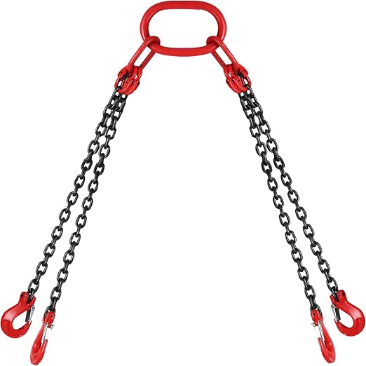 VEVOR Chain Sling 5/16 Inch X 5 Ft Chain Sling for Engine Hoist G80 Alloy Steel Lifting Sling Chains 3 Ton with 4 Leg Grab Hooks