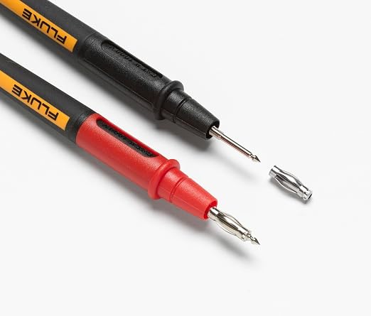 Fluke TL175E TwistGuard Double Insulated Silicone Test Lead Set with Removable 4mm Lantern Tips, 2mm Diameter Probe Tips