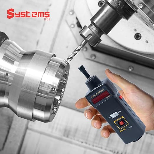 HTM-590 Contact Type Digital Tachometer: LED Red Display, Ideal for Industrial Applications, Accurate and Easy-to-Use RPM, Memory Recall, Best Battery Life, Low Battery Indicator, 1-sec Sampling Rate