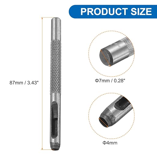 HARFINGTON Leather Round Hole Punch, 4mm Hollow Hole Puncher Cutter Carbon Steel Circle Hole Punching Cutting Tool for Belt/DIY Leather Craft