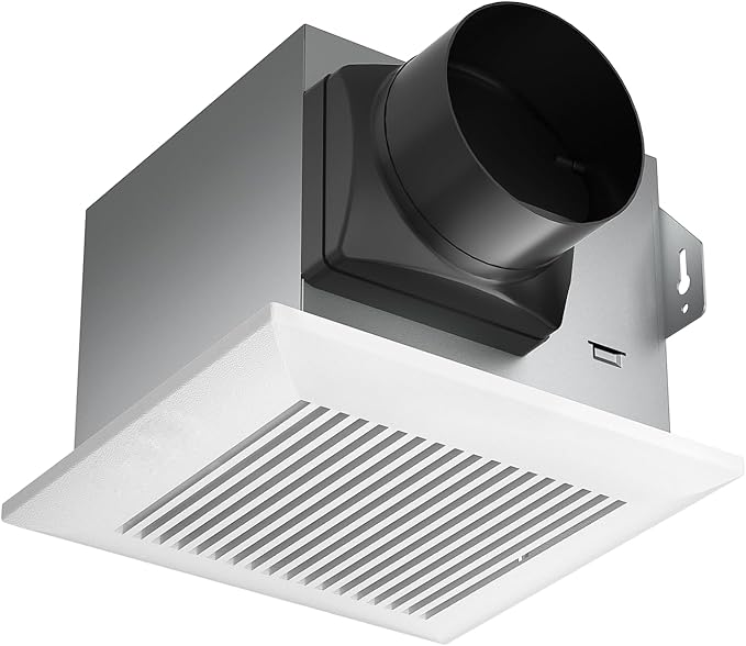 Tech Drive Bathroom Fan with Humidity sensor,80 CFM,1.5 Sone,4 Inch Duct | Very Quiet,No Attic access Needed Installation, HVI and Energy Star Certified, Easy to Install