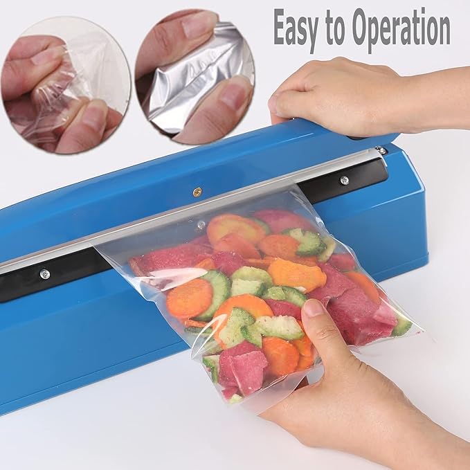 12 Inch Impulse Heat Sealer Impulse Bag Sealer, Manual Poly Bag Heat Sealer Machine for Plastic Bags PE PP Bags with Extra Replace Element Grip