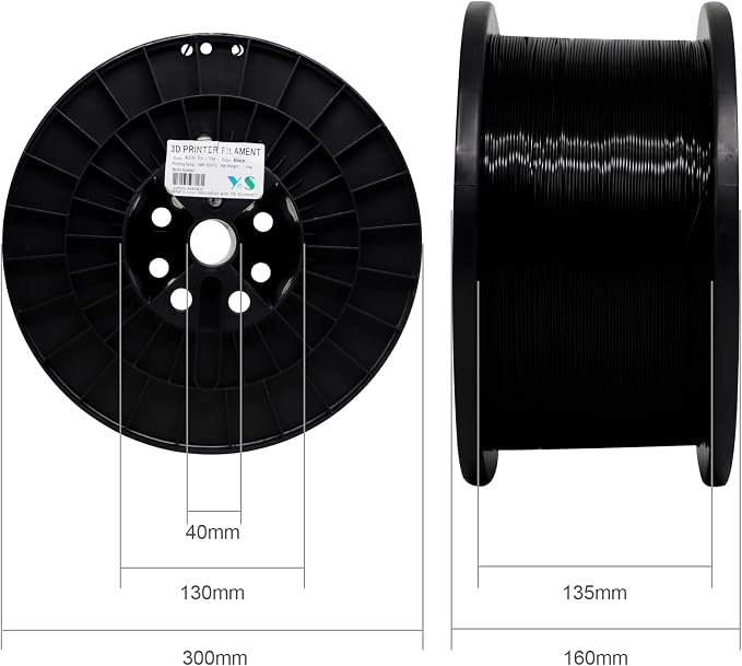 YOUSU 5KG(11lbs) PLA Plus Filament 1.75mm Black, PLA+ Filament 1.75mm 3D Printer Filament, Cost Effective Large Roll 3D Printing Filament for Big Projects