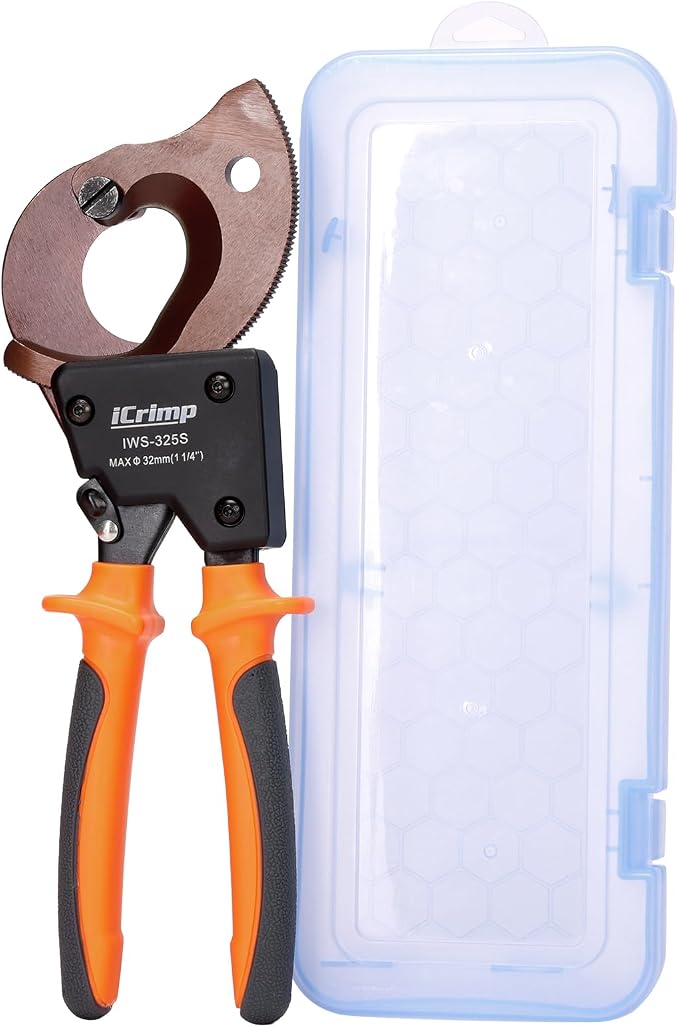 iCrimp Ratchet Cable Wire Cutter, Cuts Up to 32mm Diameter, Heavy-Duty Cable Cutter for Cutting Electrical Aluminum Copper and Multi-core Cables IWS-325S