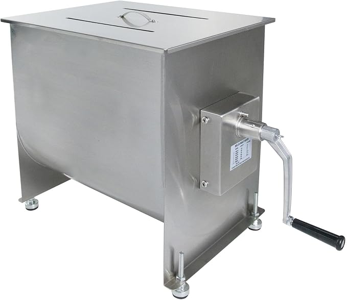 CLIVIA Manual Meat Mixer, 90 Pound Meat Mixer for Sausage, 120lbs 60L Capacity Tank Sausage Mixer, Stainless Steel Food Processing Equipment with Lid for Meat, Sausage, Vegetable, Burger, Dumplings
